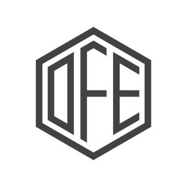 üç harfli baş harfleri altıgen logo siyah