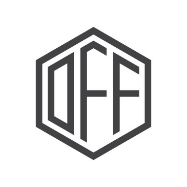 üç harfli baş harfleri altıgen logo siyah