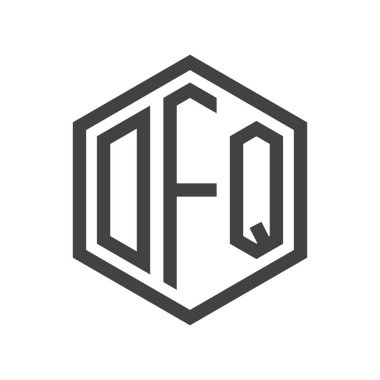 üç harfli baş harfleri altıgen logo siyah