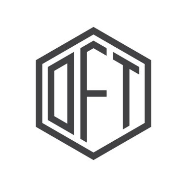 üç harfli baş harfleri altıgen logo siyah