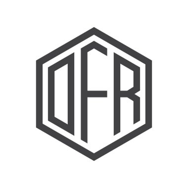 üç harfli baş harfleri altıgen logo siyah