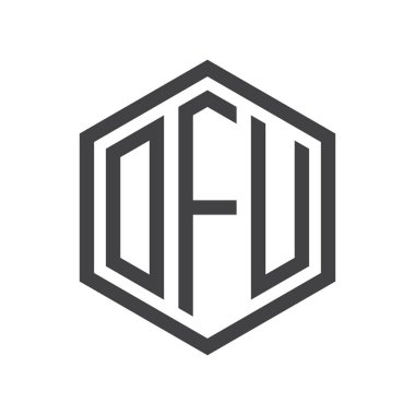 üç harfli baş harfleri altıgen logo siyah