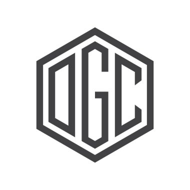 üç harfli baş harfleri altıgen logo siyah