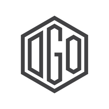 üç harfli baş harfleri altıgen logo siyah