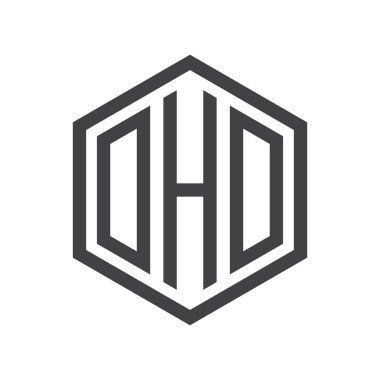 üç harfli baş harfleri altıgen logo siyah