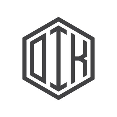 üç harfli baş harfleri altıgen logo siyah