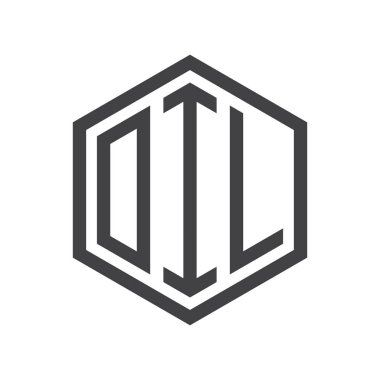 üç harfli baş harfleri altıgen logo siyah