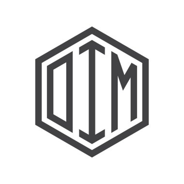 üç harfli baş harfleri altıgen logo siyah