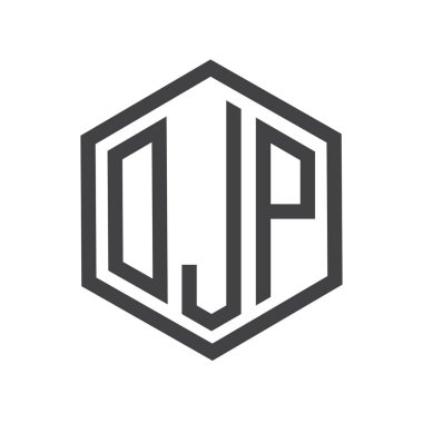 üç harfli baş harfleri altıgen logo siyah