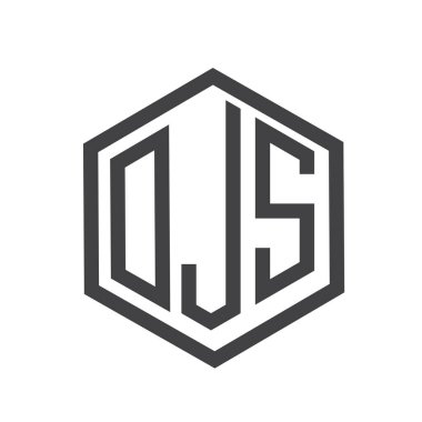 üç harfli baş harfleri altıgen logo siyah