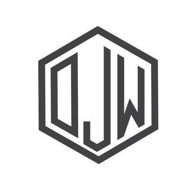 üç harfli baş harfleri altıgen logo siyah