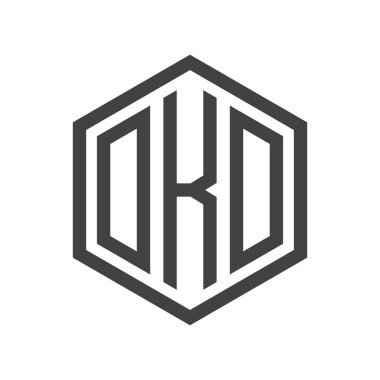 üç harfli baş harfleri altıgen logo siyah