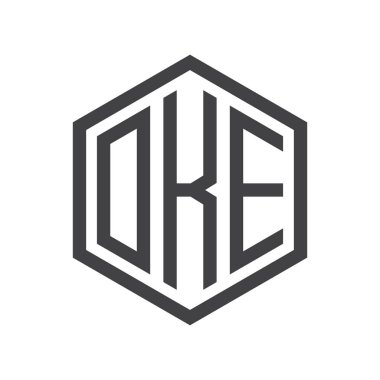 üç harfli baş harfleri altıgen logo siyah