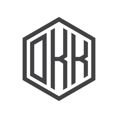 üç harfli baş harfleri altıgen logo siyah
