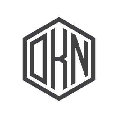 üç harfli baş harfleri altıgen logo siyah