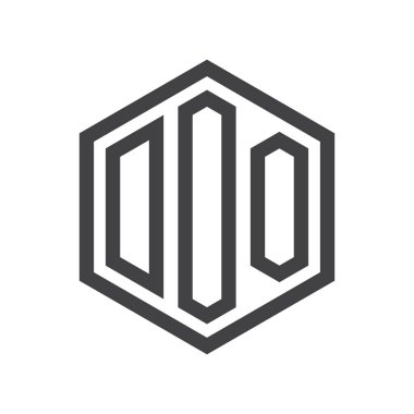 üç harfli baş harfleri altıgen logo siyah