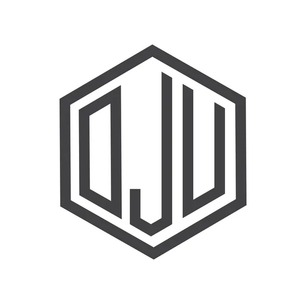 Dreibuchstabige Initialen Sechseck-Logo schwarz — Stockvektor