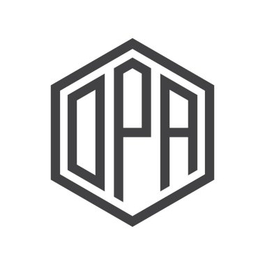 üç harfli baş harfleri altıgen logo siyah işareti simgesi