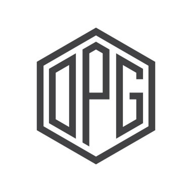 üç harfli baş harfleri altıgen logo siyah işareti simgesi