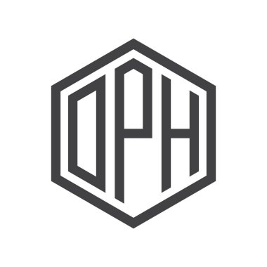 üç harfli baş harfleri altıgen logo siyah işareti simgesi