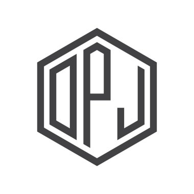 üç harfli baş harfleri altıgen logo siyah işareti simgesi