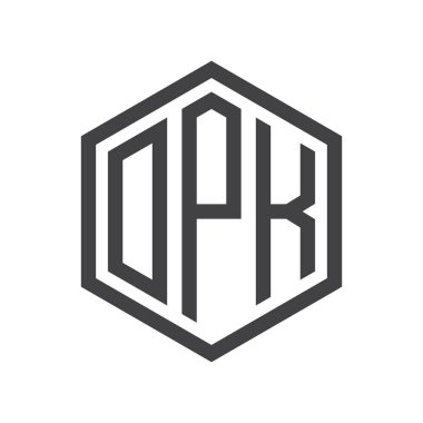 üç harfli baş harfleri altıgen logo siyah işareti simgesi