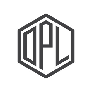 üç harfli baş harfleri altıgen logo siyah işareti simgesi