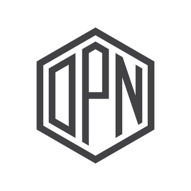 üç harfli baş harfleri altıgen logo siyah işareti simgesi