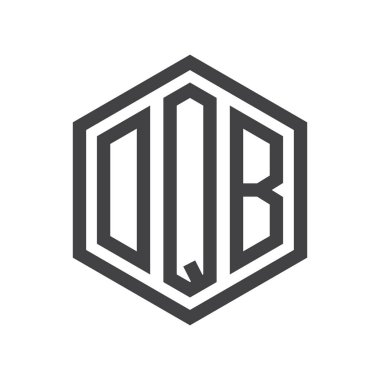 üç harfli baş harfleri altıgen logo siyah işareti simgesi