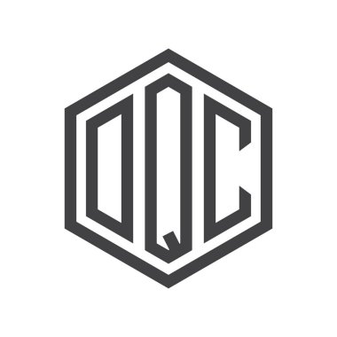 üç harfli baş harfleri altıgen logo siyah işareti simgesi