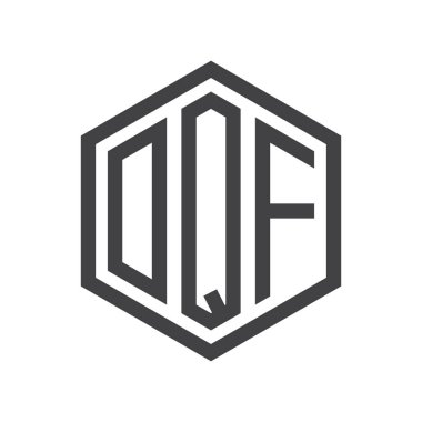 üç harfli baş harfleri altıgen logo siyah işareti simgesi