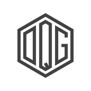 üç harfli baş harfleri altıgen logo siyah işareti simgesi