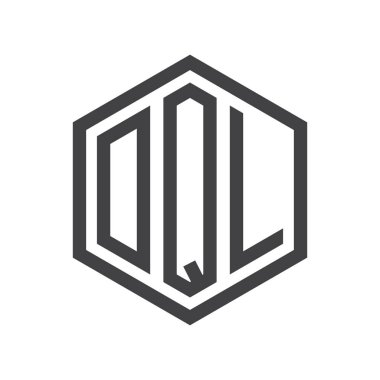 üç harfli baş harfleri altıgen logo siyah işareti simgesi