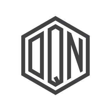 üç harfli baş harfleri altıgen logo siyah işareti simgesi