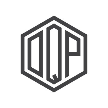 üç harfli baş harfleri altıgen logo siyah işareti simgesi