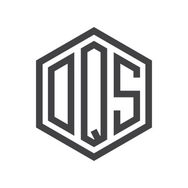 üç harfli baş harfleri altıgen logo siyah işareti simgesi