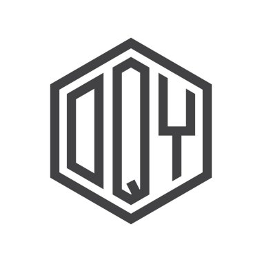 üç harfli baş harfleri altıgen logo siyah işareti simgesi