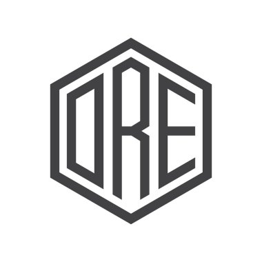 üç harfli baş harfleri altıgen logo siyah işareti simgesi