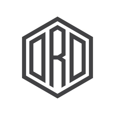 üç harfli baş harfleri altıgen logo siyah işareti simgesi