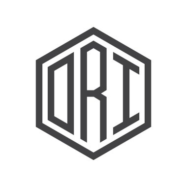 üç harfli baş harfleri altıgen logo siyah işareti simgesi