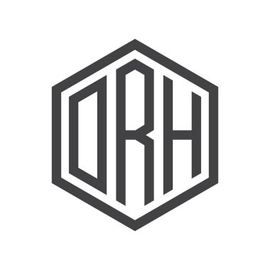 üç harfli baş harfleri altıgen logo siyah işareti simgesi