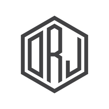 üç harfli baş harfleri altıgen logo siyah işareti simgesi