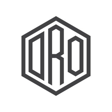 üç harfli baş harfleri altıgen logo siyah işareti simgesi