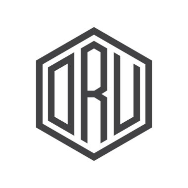 üç harfli baş harfleri altıgen logo siyah işareti simgesi