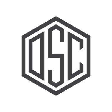 üç harfli baş harfleri altıgen logo siyah işareti simgesi