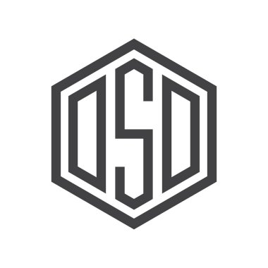 üç harfli baş harfleri altıgen logo siyah işareti simgesi