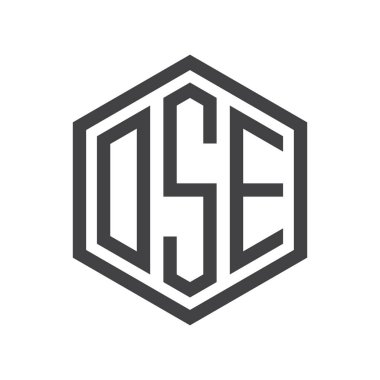 üç harfli baş harfleri altıgen logo siyah işareti simgesi