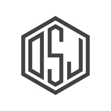 üç harfli baş harfleri altıgen logo siyah işareti simgesi