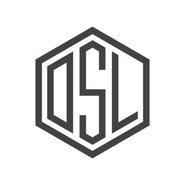 üç harfli baş harfleri altıgen logo siyah işareti simgesi