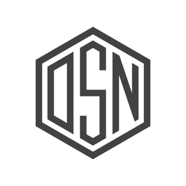 üç harfli baş harfleri altıgen logo siyah işareti simgesi